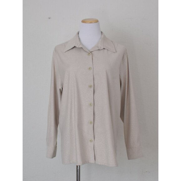 Vintage 90s Beige Floral Shirt Long Sleeves - Picture 10 of 10